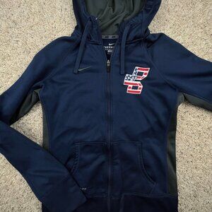 Nike Full Zip Small Jacket Hoodie Therma-Fit Blue Hooded Red White Blue Logo
